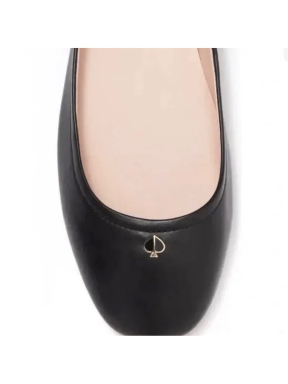 kate spade Black Leather Spade Logo Ballet Flat
